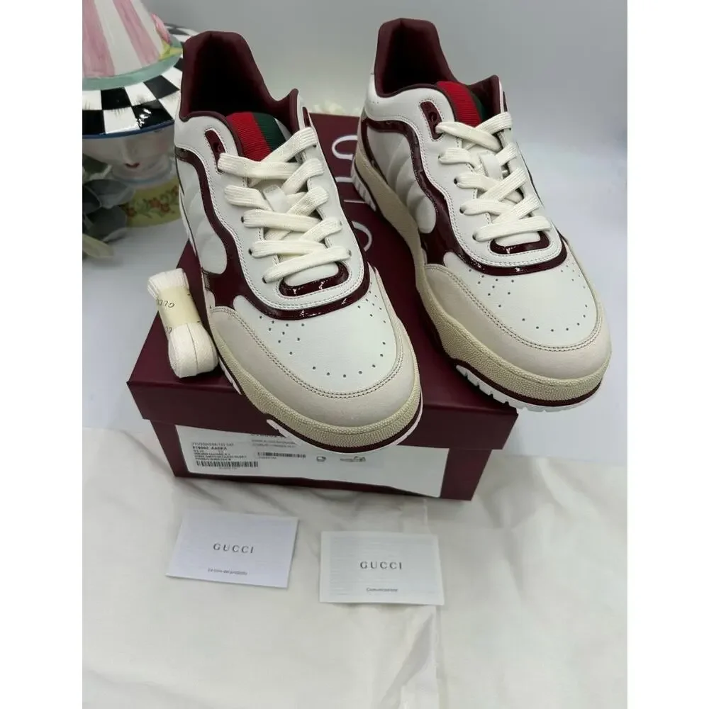 Men's Gucci re web leather sneakers size 12 fits 12.5 US made in Italy